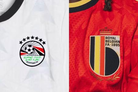 Uniformes utilizados pela Bélgica e Egito na estreia da Copa