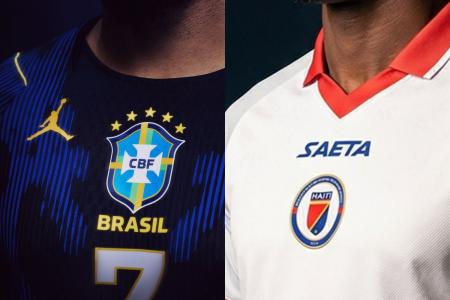 Uniformes utilizados por Brasil e Haiti na segunda rodada do Mundial