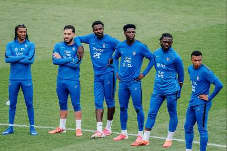 Jogadores da França em preparação para a Copa do Mundo