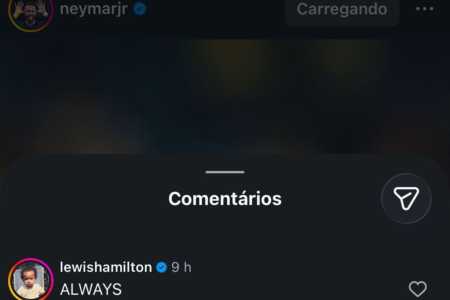 Lewis Hamilton reage à mensagem de Neymar • Reprodução/Instagram/Neymar