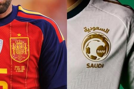 Uniformes utilizados na partida de Espanha e Arábia Saudita neste domingo