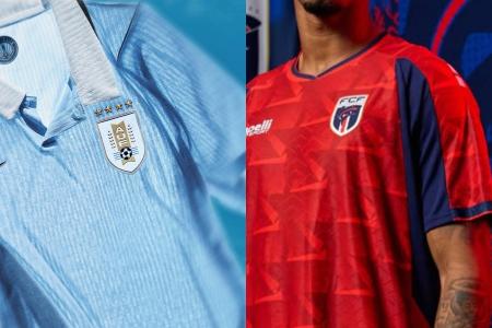 Uniformes utilizados na partida entre Cabo Verde e Uruguai