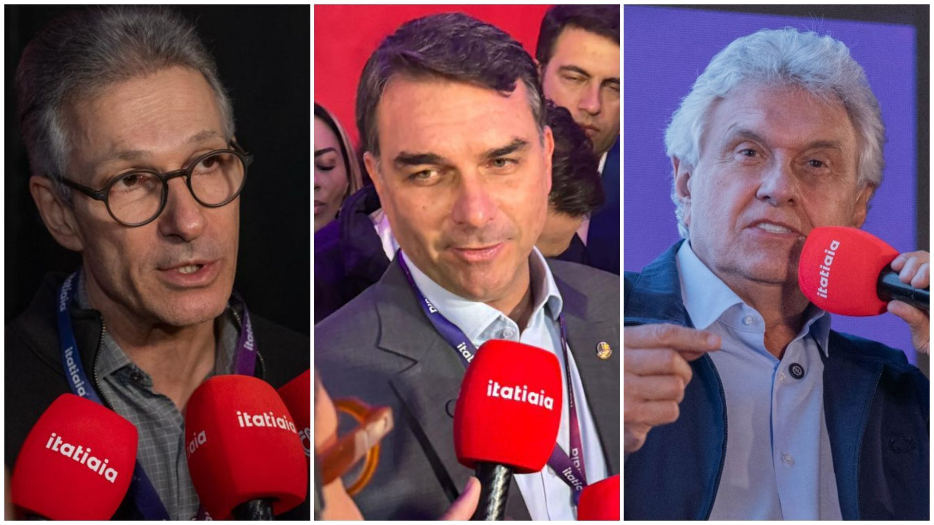 Megaleite: Flávio, Zema e Caiado se unem em discurso contra o PT
