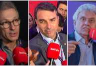 Megaleite: Flávio, Zema e Caiado se unem em discurso contra o PT