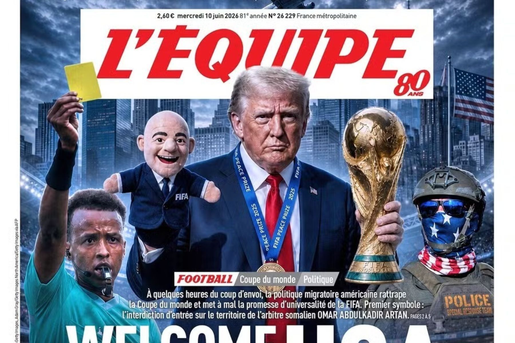 Jornal francês ironiza presidente da Fifa e o coloca como 'fantoche' de Trump