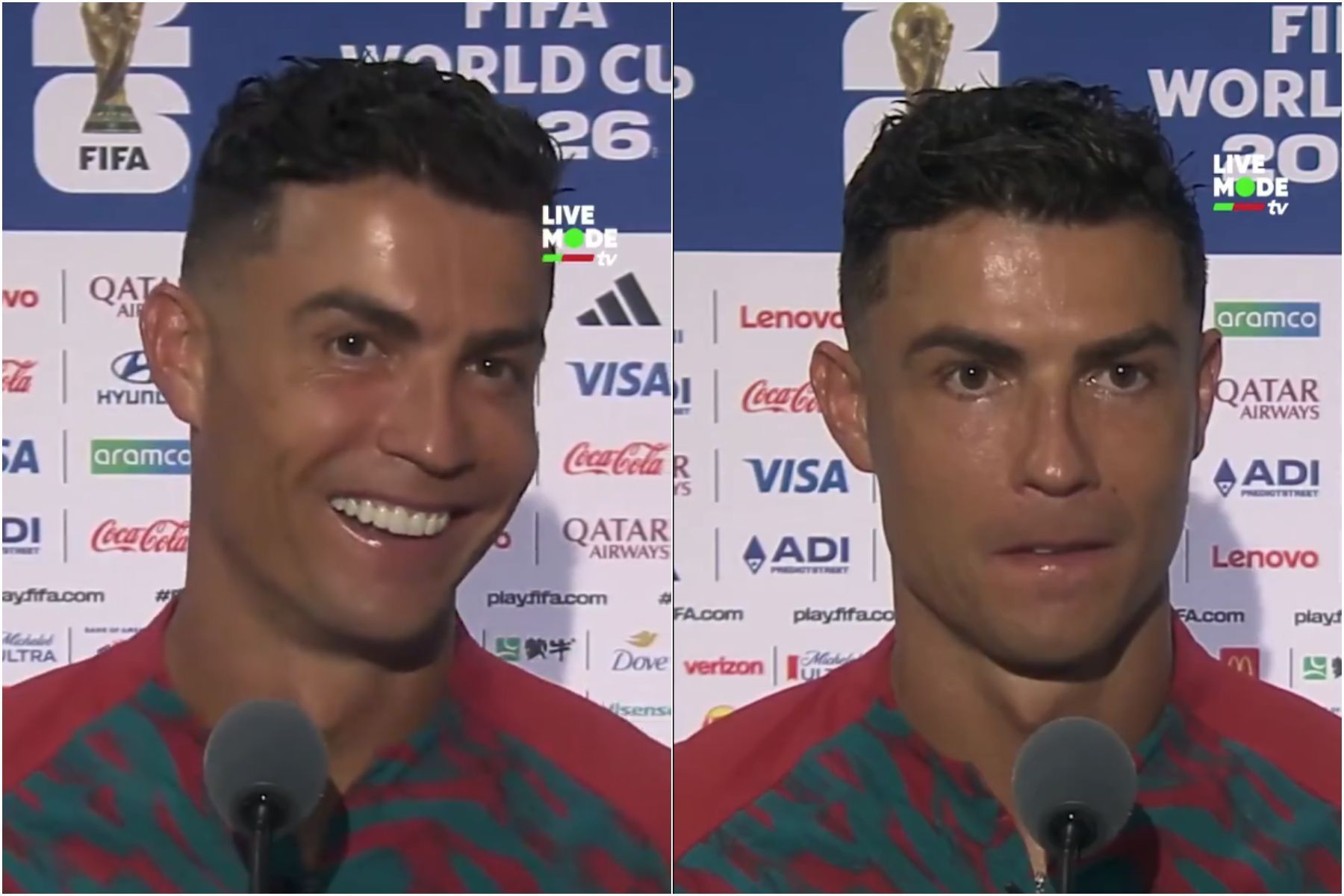 Repórter pede aumento a Cristiano Ronaldo após gols na Copa do Mundo, e astro reage