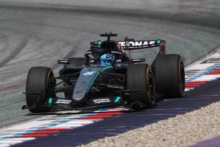 George Russell, da Mercedes, em ação no GP da Áustria