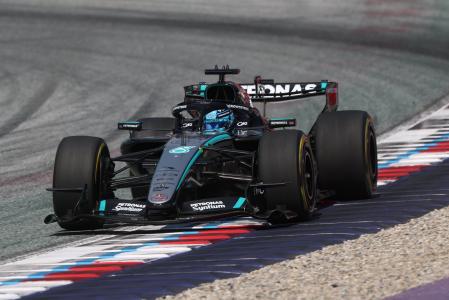 George Russell, da Mercedes, em ação no GP da Áustria