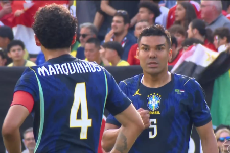 Conversa entre Marquinhos e Casemiro no amistoso do Brasil