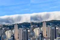 Imagens impressionantes mostram cascata de nuvens na Serra do Curral em BH; veja vídeo