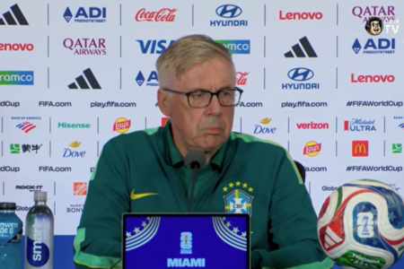 Carlo Ancelotti, técnico da Seleção Brasileira, em entrevista coletiva antes de Brasil x Escócia pela Copa do Mundo
