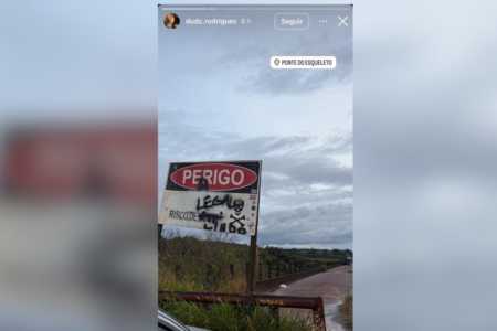 Em uma das fotos, é possível ver uma placa de "perigo" • Redes sociais