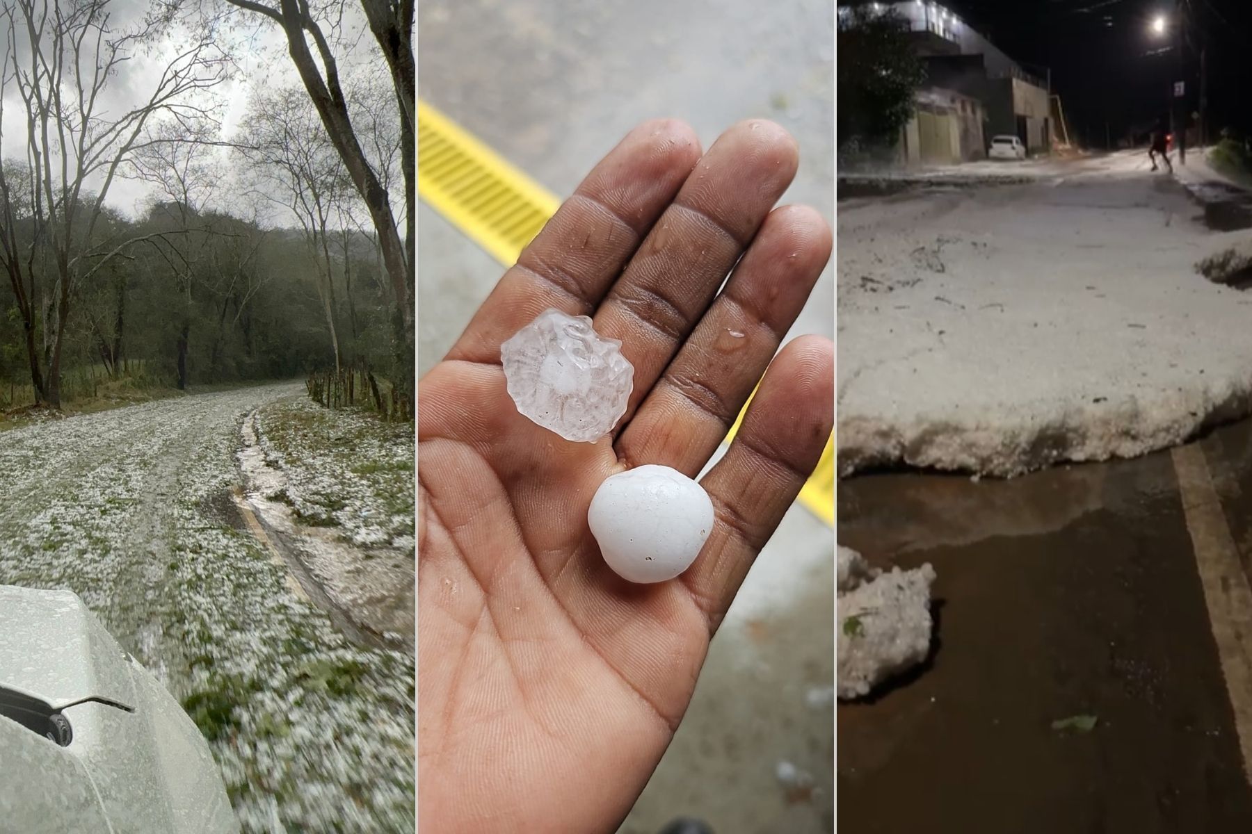 Imagens impressionantes mostram chuva de granizo em cidades da região Central de MG