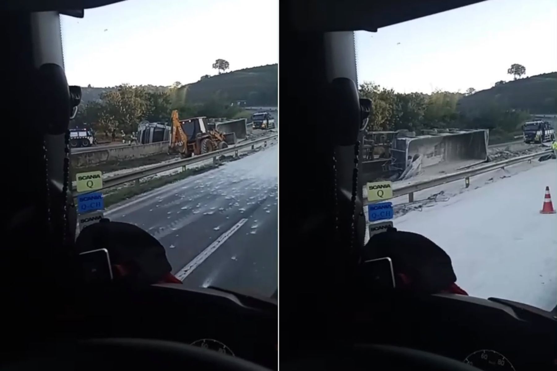 Tombamento de carreta interdita trecho da Rodovia Fernão Dias em Minas
