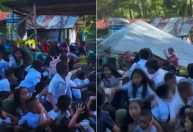 Crianças escapam por pouco de serem atingidas por telhado durante terremoto nas Filipinas; veja