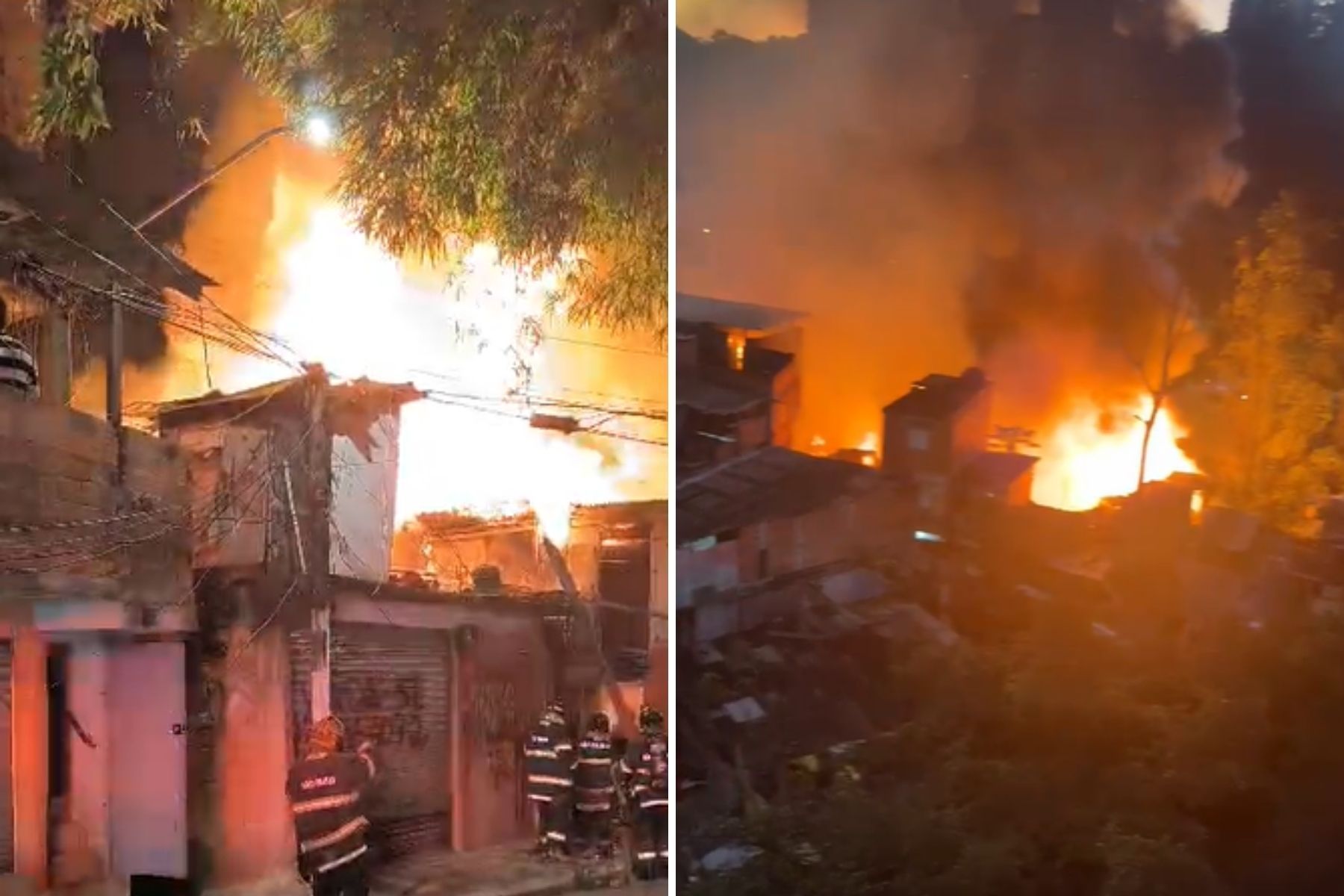 Bombeiros precisam de atendimento médico após incêndio em Paraisópolis; PC investiga