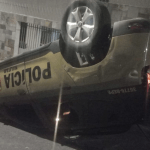 Viatura da Polícia Militar capota em perseguição no Aglomerado da Serra