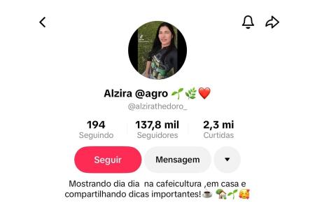 Alzira acumulava mais de 60 mil seguidores no TikTok • Redes sociais