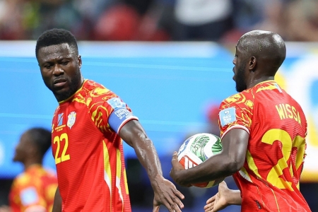 Wissa comemora gol por RD Congo sobre Uzbequistão na Copa do Mundo 2026