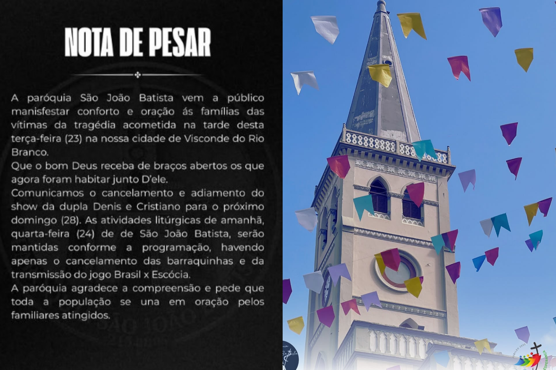 Com população em choque após ataques, igreja cancela festa do padroeiro de cidade em Minas