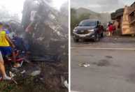 Acidente entre van e caminhão deixa 15 mortos na BR-116