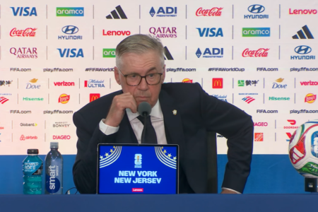 Ancelotti em coletiva pós-estreia do Brasil na Copa