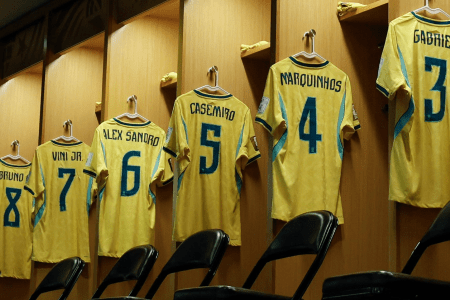 Vestiário da Seleção Brasileira na estreia da Copa do Mundo