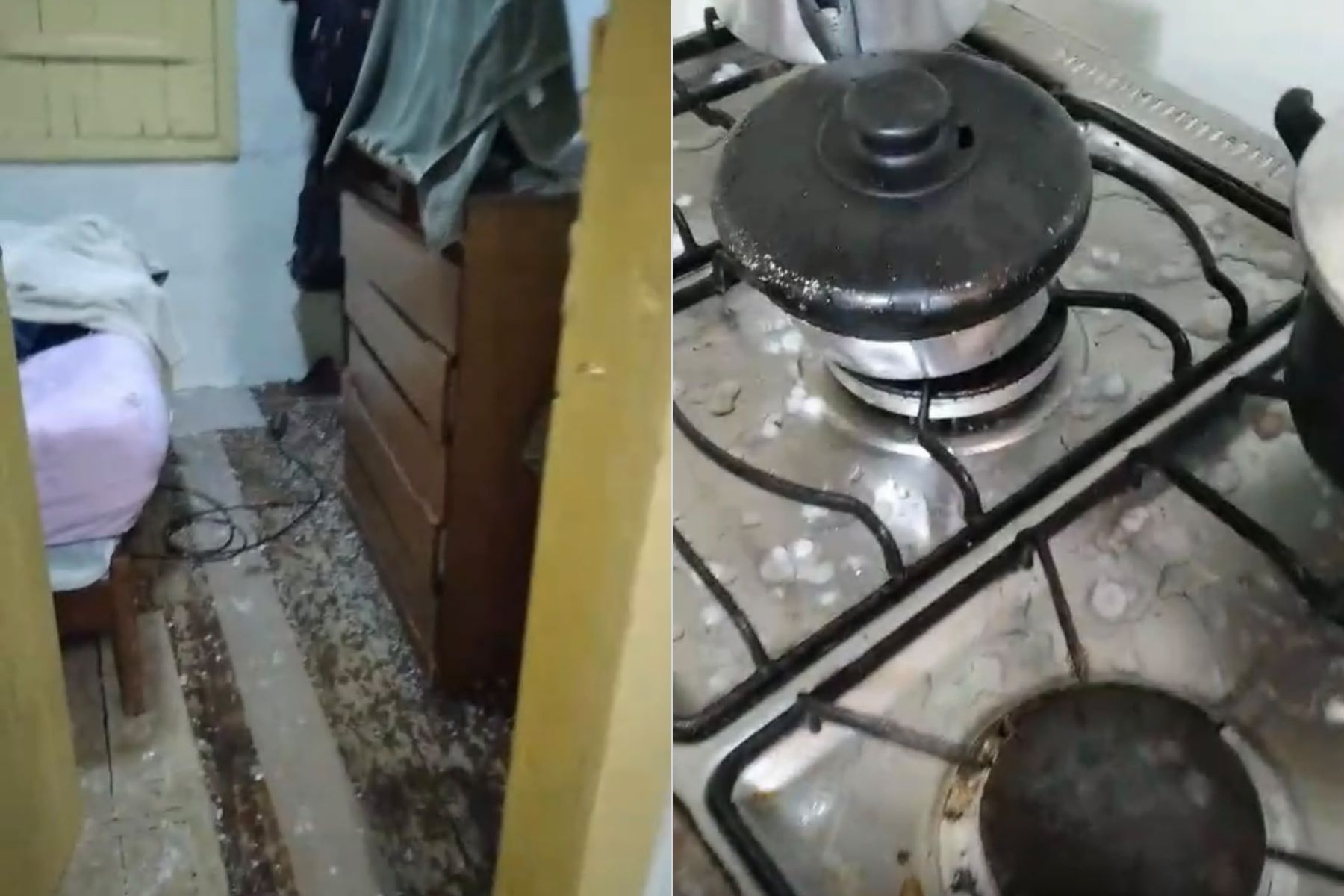 Chuva forte: granizo atravessa telhado e invade casa no interior de Minas; veja vídeo
