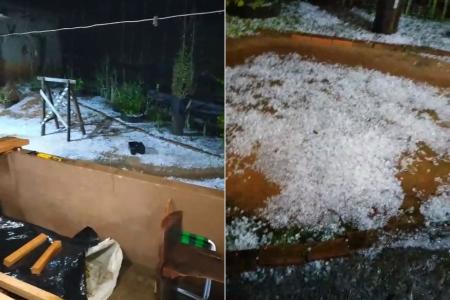 Chuva forte: granizo atravessa telhado e invade casa no interior de Minas; veja vídeo • Imagens cedidas à Itatiaia
