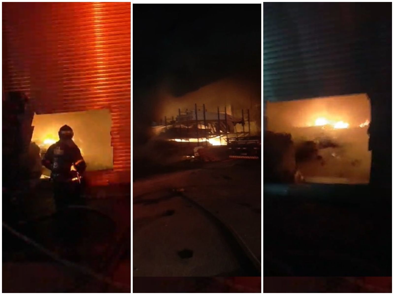 Bombeiros combatem incêndio de grandes proporções em galpão comercial na Grande SP