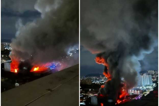 Incêndio de grandes proporções atinge galpões na Zona Oeste de São Paulo