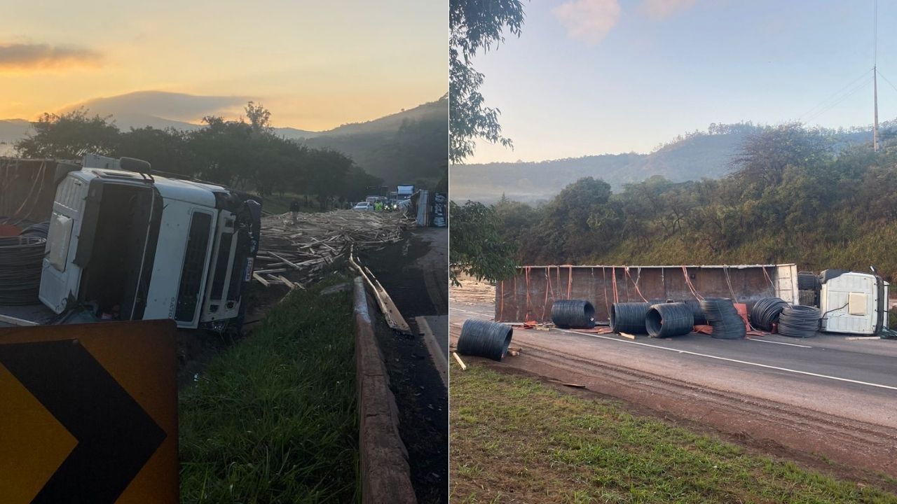 Motorista morre em grave acidente com caminhão, carreta e carro na Fernão Dias; veja vídeo