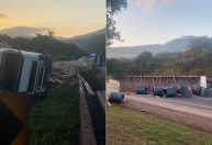 Motorista morre em grave acidente com caminhão, carreta e carro na Fernão Dias; veja vídeo