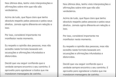 Nota de Isis Valverde • Reprodução