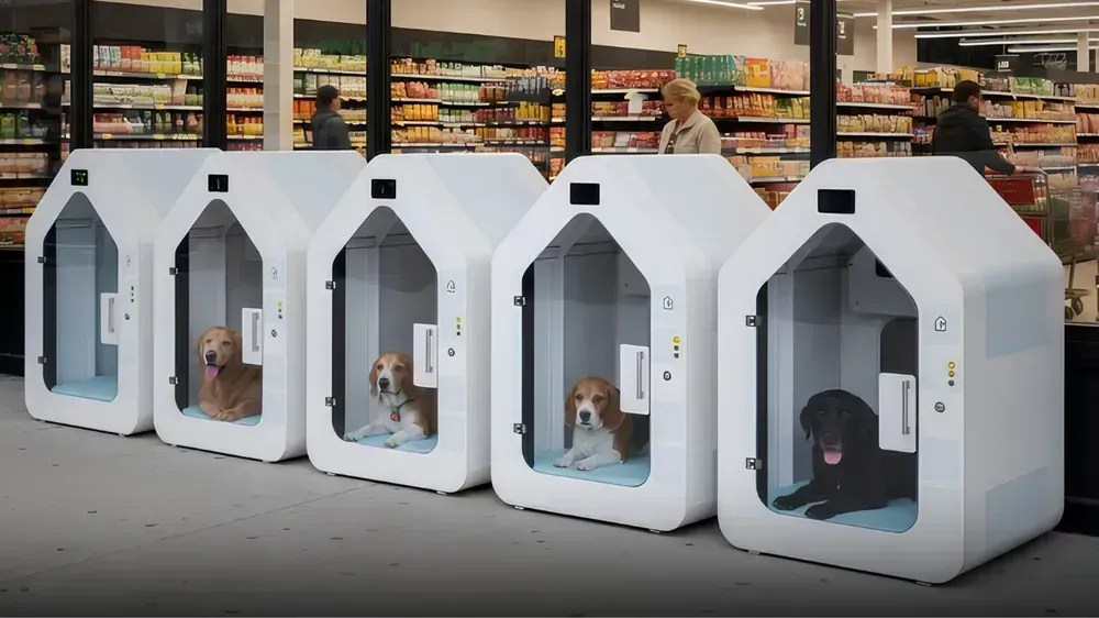 Tendência inédita: supermercados na Alemanha instalam abrigos inteligentes para cães