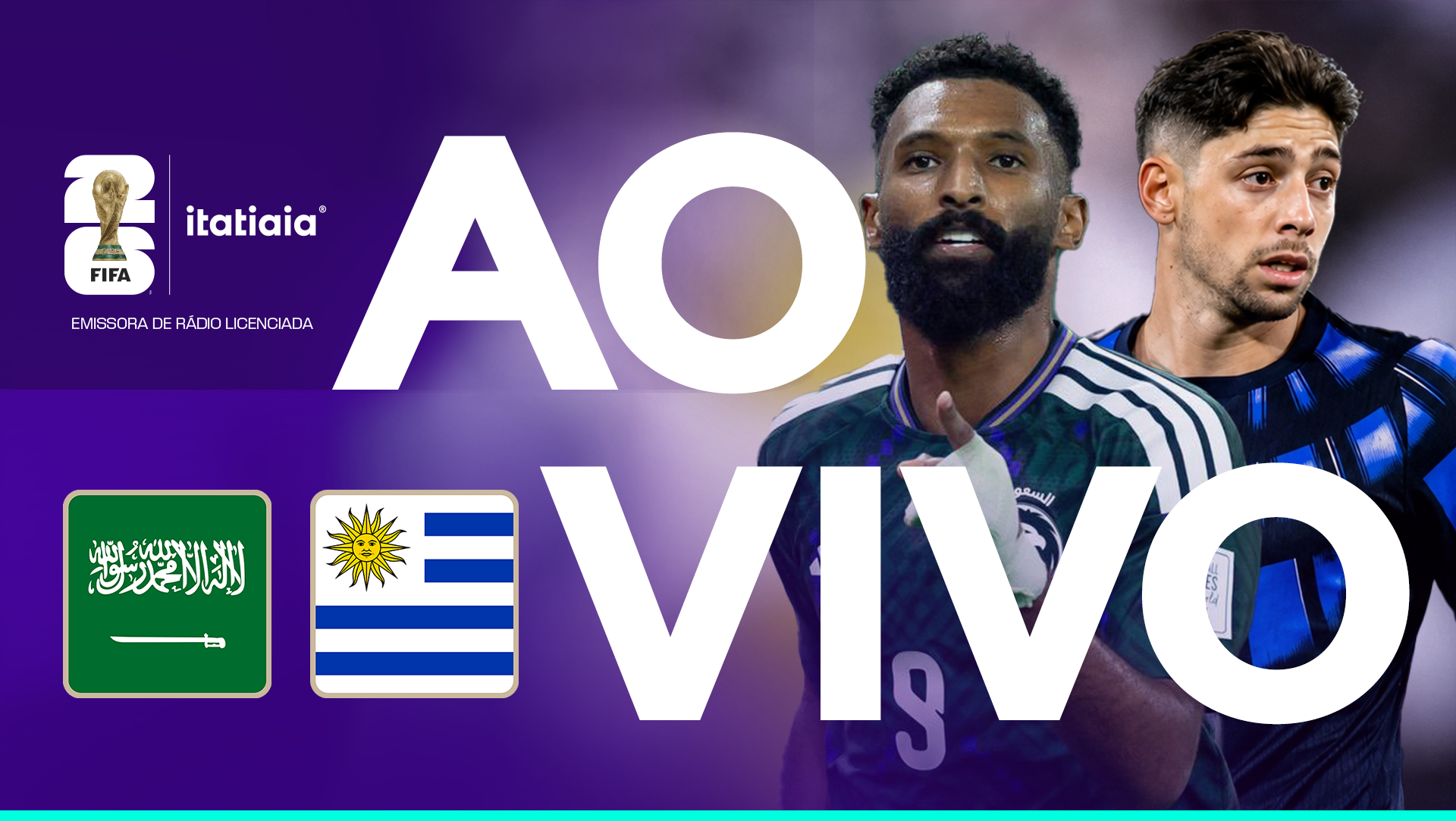 Arábia Saudita x Uruguai: acompanhe, ao vivo, à transmissão da Itatiaia