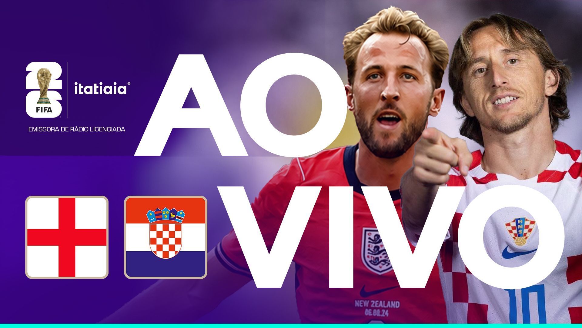 Inglaterra x Croácia: assista, ao vivo, à transmissão da Itatiaia