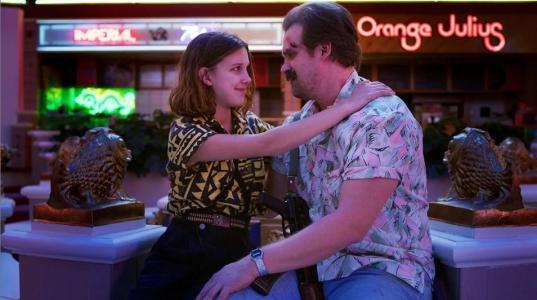 Eleven e Hopper em Stranger Things