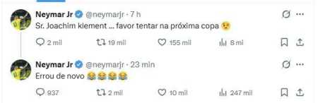 Neymar provoca economista alemão no X após derrota da Holanda • Reprodução/X