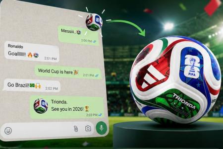 Arte de divulgação do WhatsApp com emoji da Trionda, em ação com parceria com a Adidas