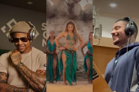 Leo Santana, Shakira e Filipe Ret, em ordem