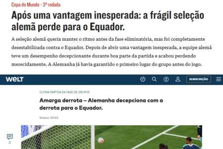 Manchetes do Kicker e do Welt, respectivamente •