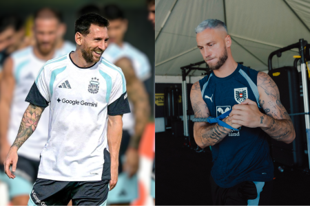 Lionel Messi, da Argentina, e Marko Arnautović, da Áustria