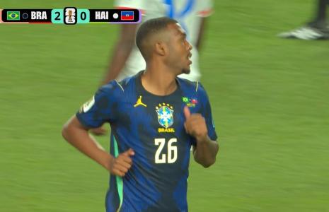Rayan em ação durante Brasil x Haiti, pela Copa do Mundo 2026 • Reprodução/CazéTV