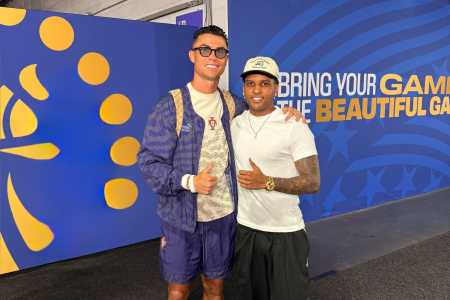 Rodrygo e Cristiano Ronaldo após Colômbia x Portugal
