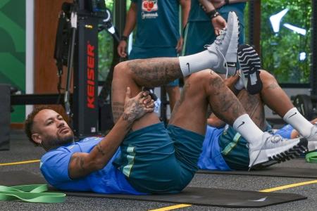 Neymar em atividade da Seleção Brasileira