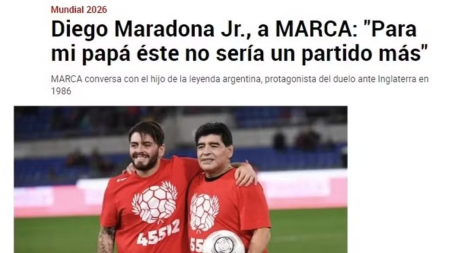 Filho do ídolo argentino, Diego Maradona jamais trataria um duelo contra a Inglaterra como uma partida comum