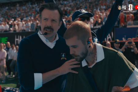 Ted Lasso, Justin Bieber e Coach Beard na final da Copa do Mundo