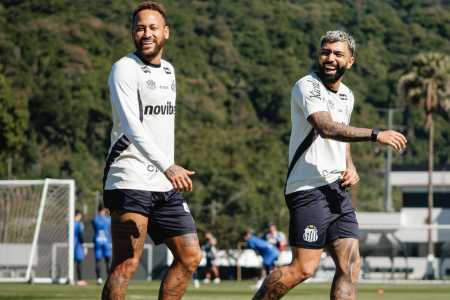 Neymar e Gabigol no CT Rei Pelé