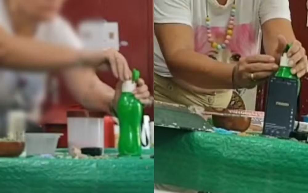 Artesã que denunciou envenenamento com mercúrio gravou aluna colocando substância na garrafa